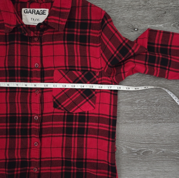 Garage Classic Plaid Red Flannel Shirt size XS - Picture 3 of 10